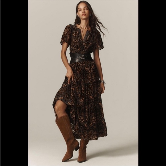 Anthropologie The Somerset Maxi Dress Velvet Edition Size XS - Picture 1 of 14